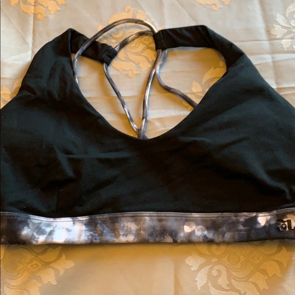 Jo+Jax black sports bra gray/white accent
